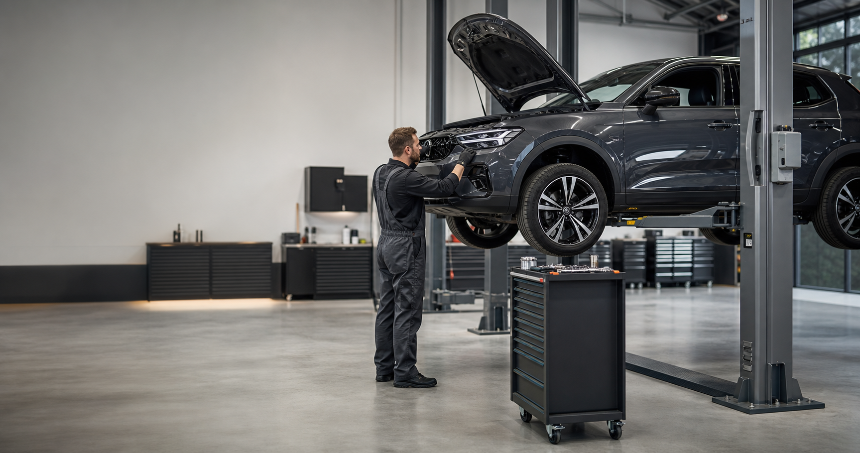 Modern auto service workshop